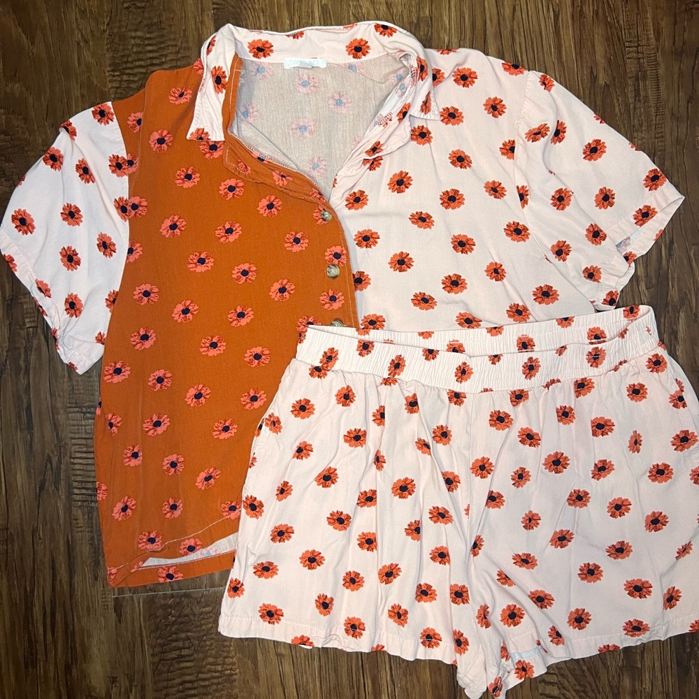 Orange/Pink Floral Set